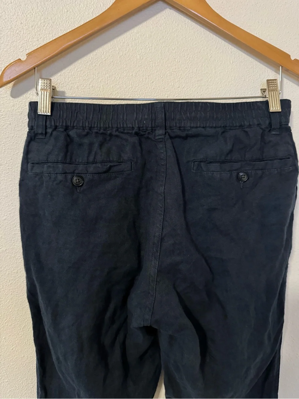 Taylor Stitch Easy Linen Pant Navy Straight Leg Tapered Ankle Minimalist-29
